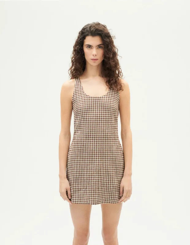 YEAR-End Sale Mae Dress in Chocolate Seersucker | Thinking Mu
