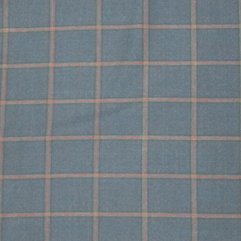 Inventory Reduction Blue Medium Glen Windowpane with Red Stripe SCABAL Super 130's Wool Fabric