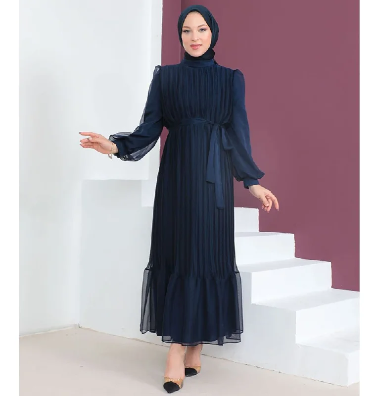 Discount Deals Modest Women's Dress Elegant 9390 - Navy