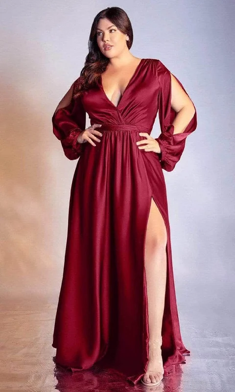 Best Bargains Ladivine 7475C - V Neck High Slit Long Evening Dress
