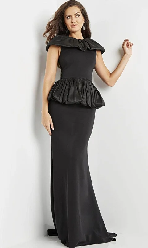 One-DAY Sale Jovani 09997SC - Ruffled Jewel Neck Evening Dress