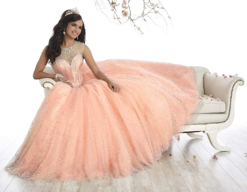 Factory Direct Sale Quinceanera Collection - 26866 Sparkly Illusion Lace Up Back Ballgown