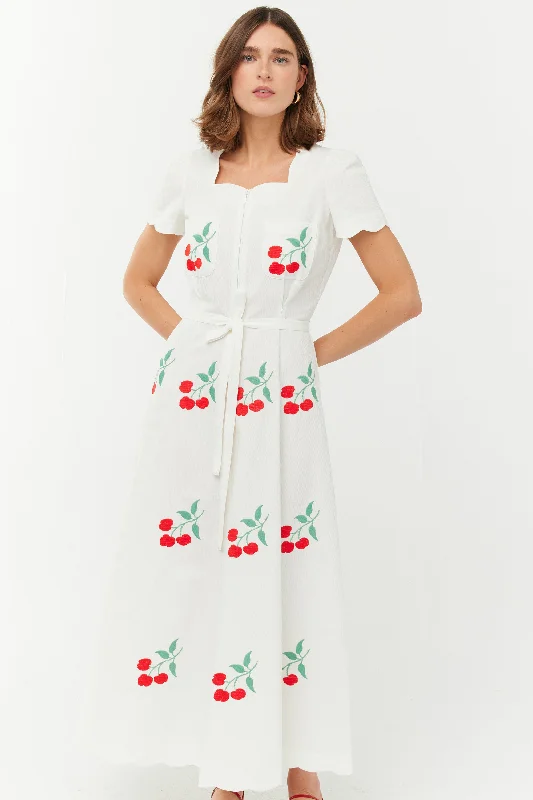 Exclusive Savings Scalloped Rio Dress w. Embroidery
