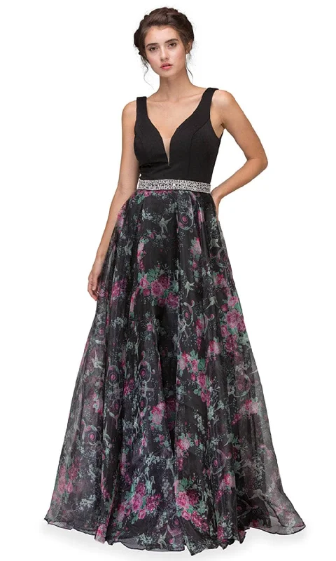 Final Clearance Eureka Fashion 7020 - Fitted Sleeveless Floral Prom Dress