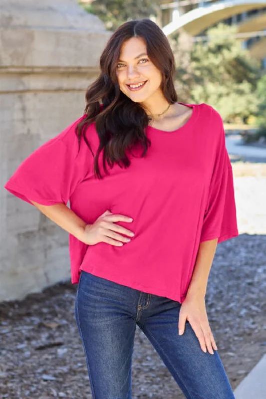 Super Sale Basic Bae Full Size Round Neck Drop Shoulder T-Shirt