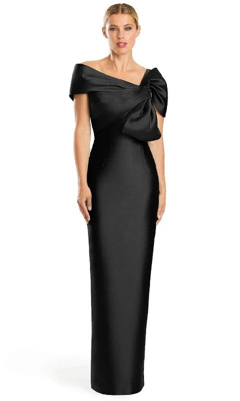 Final Markdown Alexander by Daymor 1885F23 -Pleated Bow Accented Evening Dress