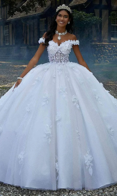 Overstock Vizcaya by Mori Lee 89456 - Off-Shoulder Crystal Beaded Ballgown