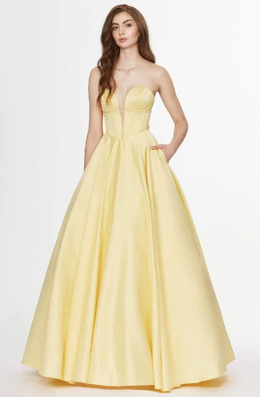 Instant Discount Angela & Alison 91071 - Satin Strapless Prom Dress