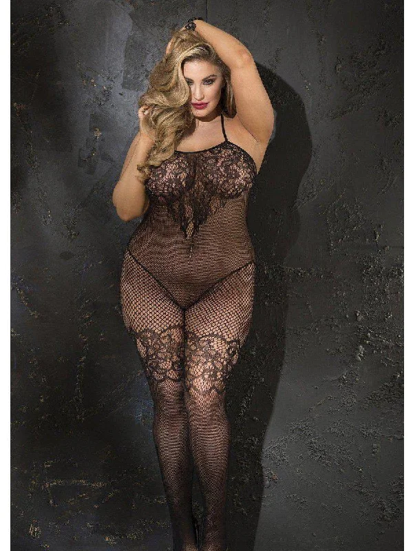 Unmissable Offer Shirley Of Hollywood SOH-X90388 STRETCH LACE AND FISHNET OPEN FRONT