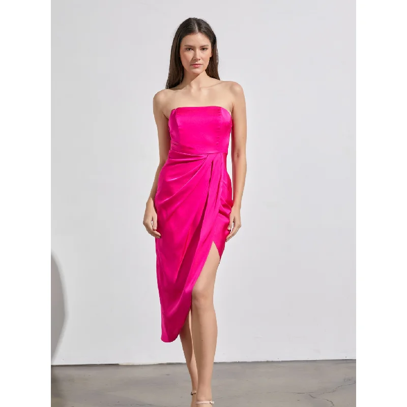 Online Specials Infinite Love Hot Pink Strapless Midi Dress