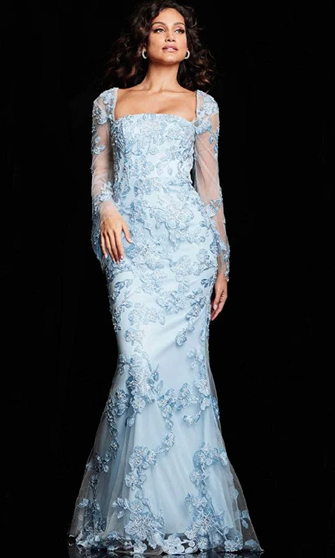 Price Break Jovani 220520 - Straight-Across Neck Embroidered Dress