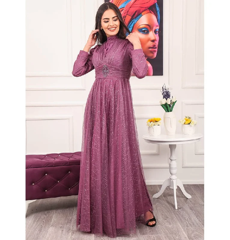 Amazing Deals Modest Formal Shimmery Dress G453 Lilac