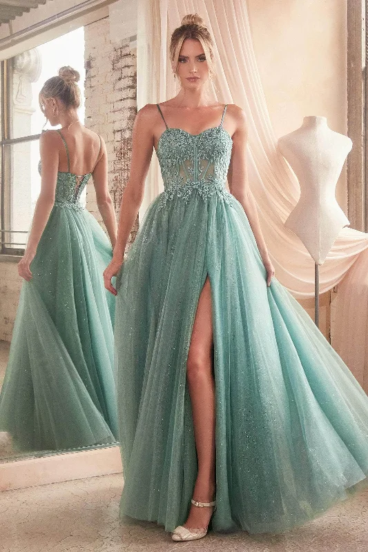 TIME-Limited Offer Ladivine C150 - Foliage Appliqued Sweetheart Prom Gown