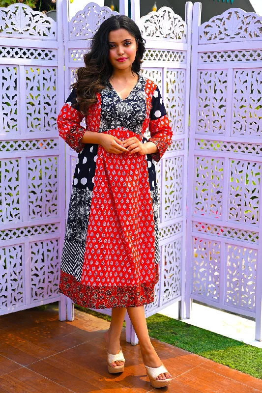 Big Savings Cherry Patchwork Dress