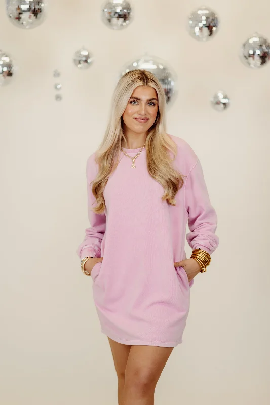 Exclusive Deal Rose Pink Oversized Sweatshirt Mini Dress