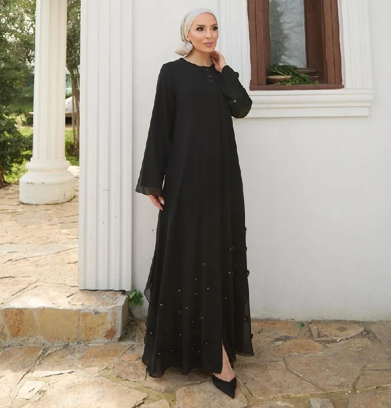 One-DAY Sale Modest Muslim Woman's Daisy Abaya - 36090 Black