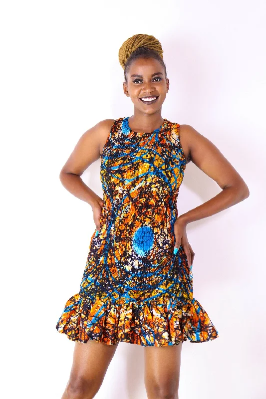 Daily Deals Jema Women's African Print Stretch Dress (Multicolored)