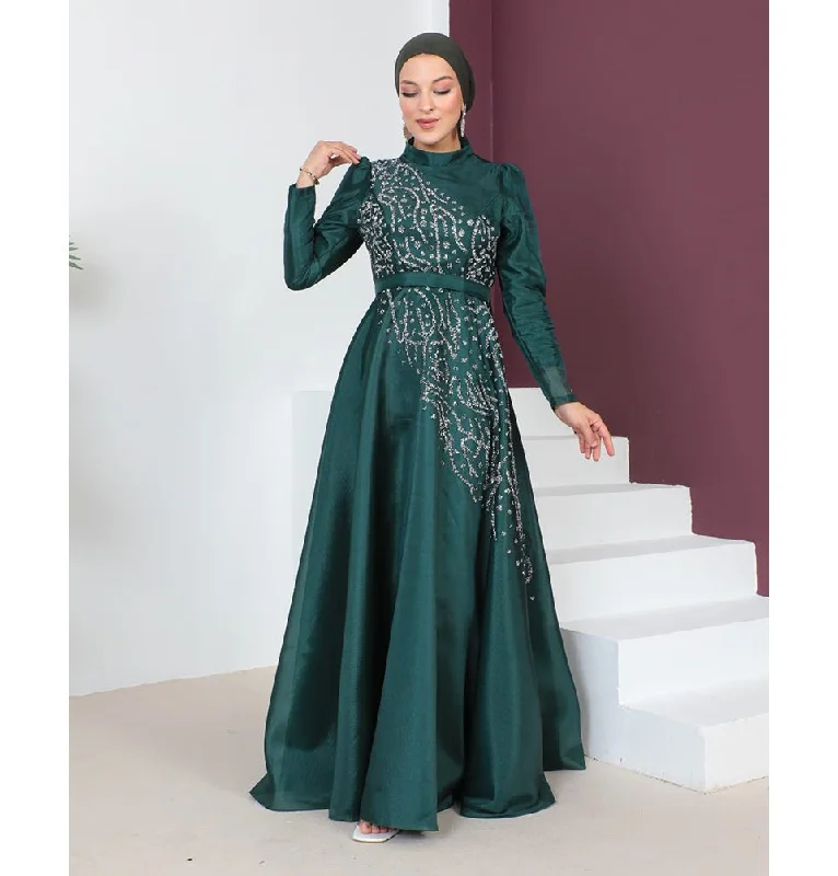 Major Savings Modest Muslim Women’s Glamor Mesh Overlay Formal Dress with Embellished Rhinestones - G665 Emerald Green Major Savings Modest Muslim Women’s Glamor Mesh Overlay Formal Dress with Embellished Rhinestones - G665 Emerald Green