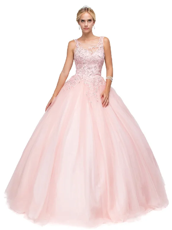 Year-End Clearance Dancing Queen Bridal - 1142 Sheer and Sparkling Sleeveless Ball Gown