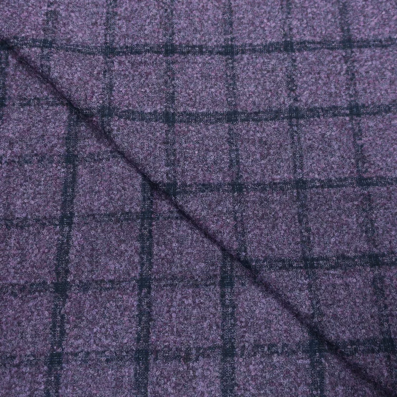 Super Deal 2.50 YDS Violet and Black Checkered 100% Wool Loro Piana Fabric