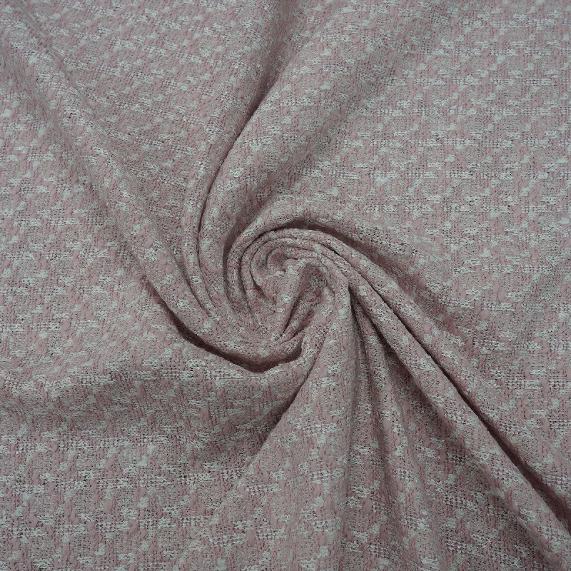 Time-Limited Offer Pink and white Abstract Texture Threaded Tweed Boucle