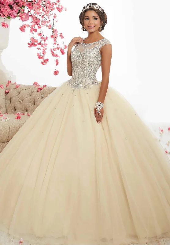 Deal Frenzy Fiesta Gowns - 56338 Beaded Jewel Neck Tulle Ballgown