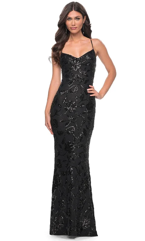 Daily Deals La Femme 32415 - Floral Sequin Sleeveless Prom Gown