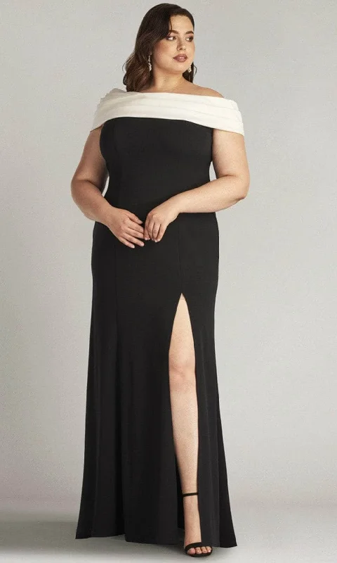 Savings Event Tadashi Shoji BOS24113LQ - Two Tone Off Shoulder Evening Gown