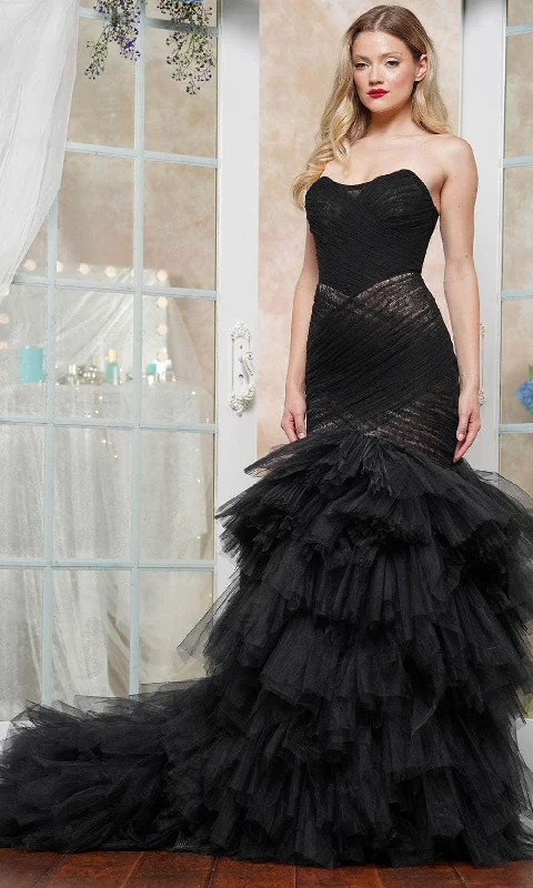 Midnight Madness Colors Dress 3631 - Ruched Detailed Scoop Prom Gown
