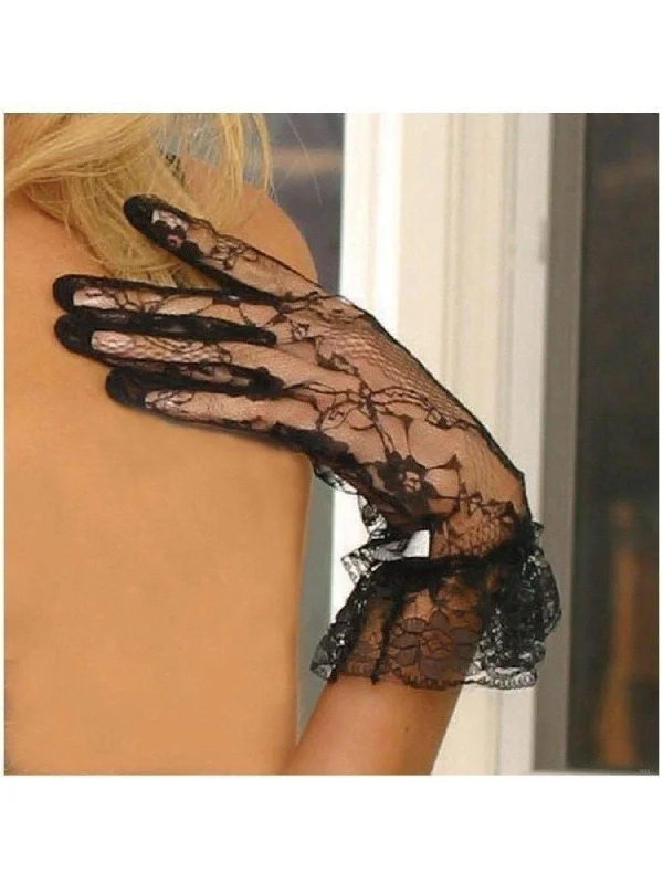 Deal Frenzy Elegant Moments 1260B Lace wrist length gloves with ruffle trim