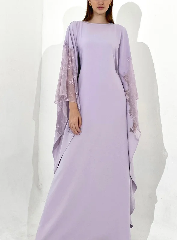 Take Advantage Lace Kaftan Dress in Lavender