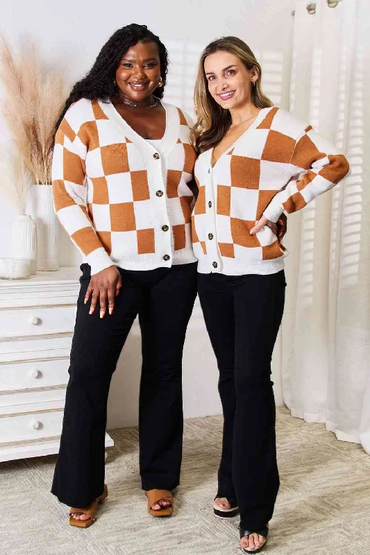Instant Discount Double Take Button-Up V-Neck Dropped Shoulder Cardigan
