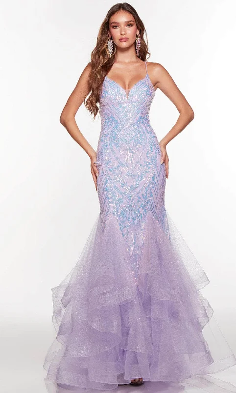 Daily Deals Alyce Paris 61404 - V-Neck Ruffled Mermaid Prom Gown
