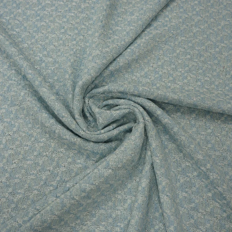 Clearance Sale Blue and white Abstract Texture Threaded Tweed Boucle