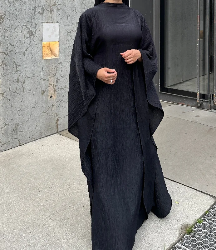 Hot Deal Black Plissé Kaftan Dress