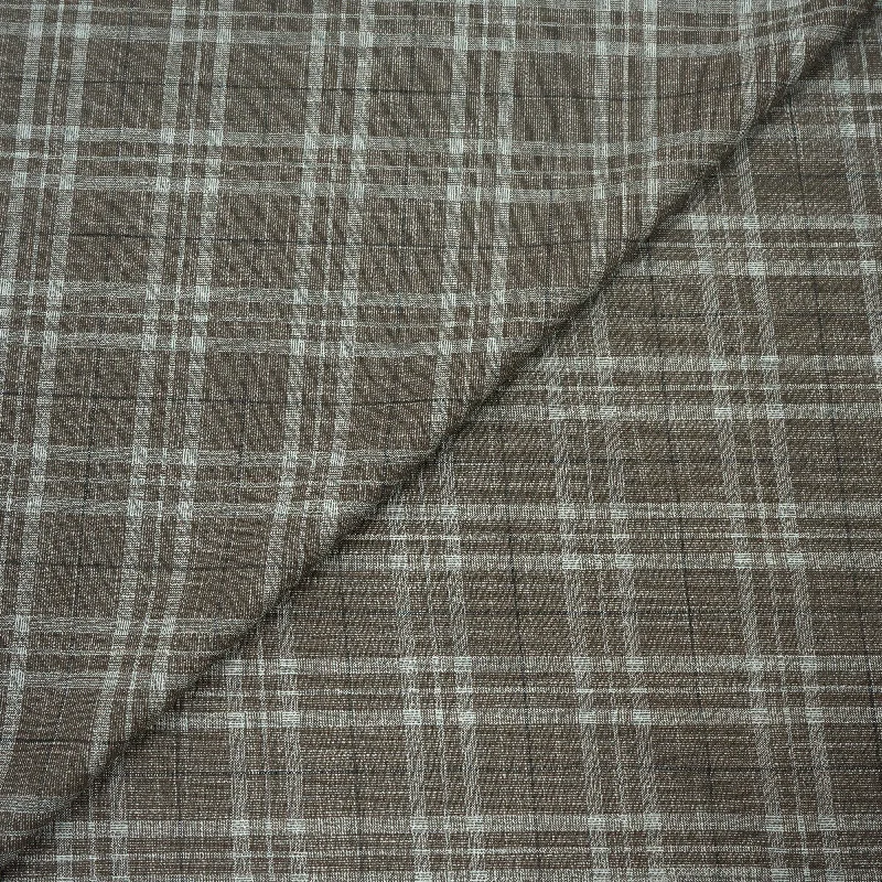 Sale Event Light Brown And White Lines Plaid Dormeuil Rising Sun Fabric