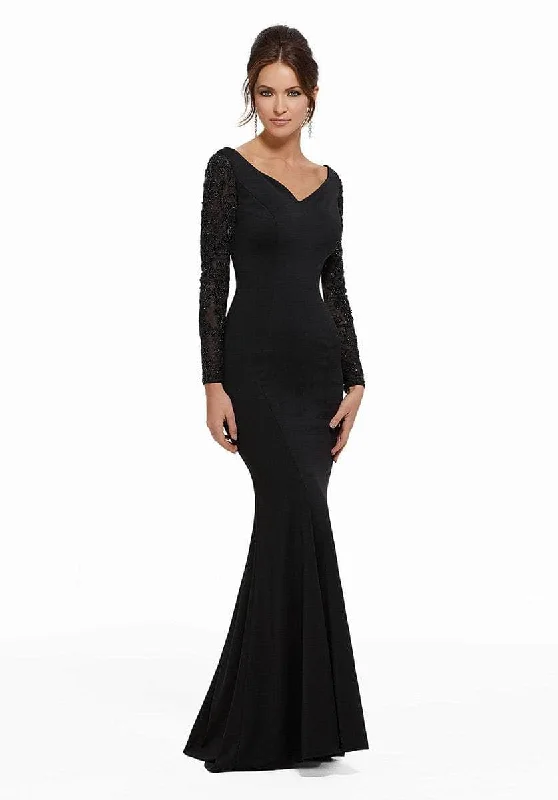 Deal Explosion MGNY by Mori Lee 72006SC - Beaded Long Sleeve Evening Dress