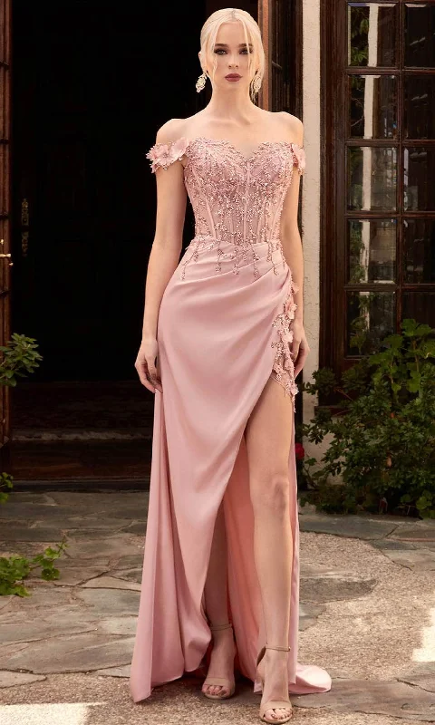 Factory Direct Sale Ladivine CD0186 - Floral Off The Shoulder Prom Dress