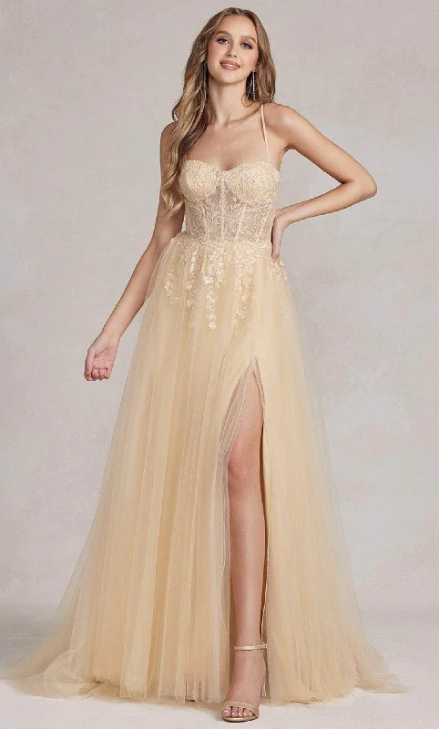 Sneak Peek Sale Nox Anabel J1089 - Sleeveless Sheer Embroidered Ballgown