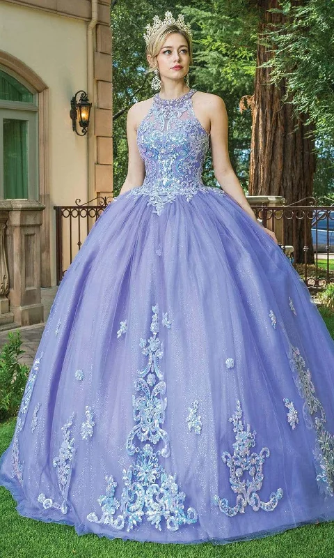 Extra Savings Dancing Queen - 1630 Halter Neck Sequined Tulle Gown