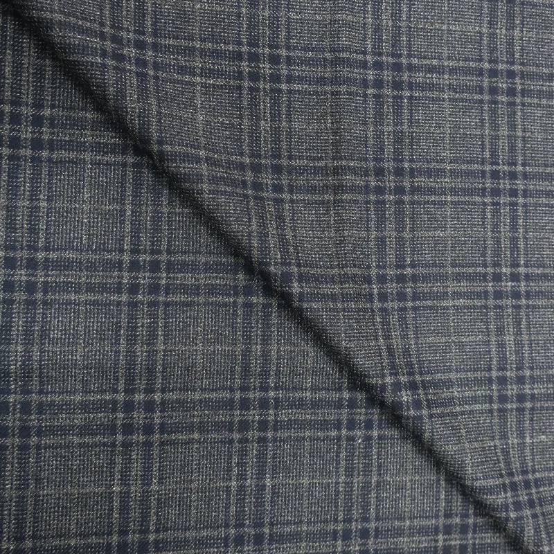 Epic Deals 2.50 YDS Charcoal Gray and Navy Prince Of Wales 100% Cashmere Loro Piana Fabric