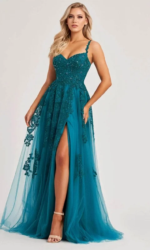 Bargain Prices Colette By Daphne CL8220 - Lace Detailed Bodice, Gown with Slit