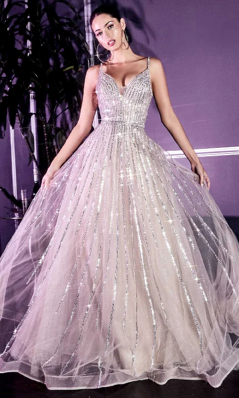 Fantastic Offers Cinderella Divine - CD940 Metallic Beaded V-Neck Junior Prom Long Gown Fantastic Offers Cinderella Divine - CD940 Metallic Beaded V-Neck Junior Prom Long Gown