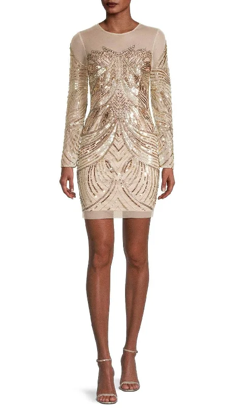 Act Now Aidan Mattox MN1E207561 - Long Sleeve Embellished Cocktail Dress