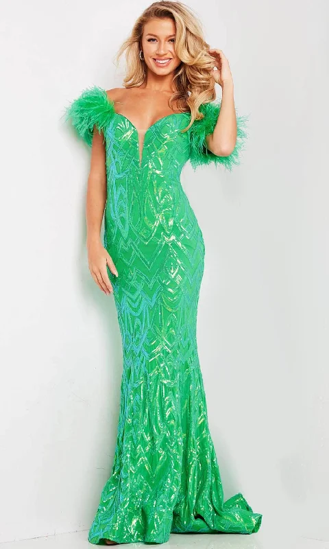 YEAR-End Sale Jovani 23383 - Sequin Off Shoulder Prom Dress