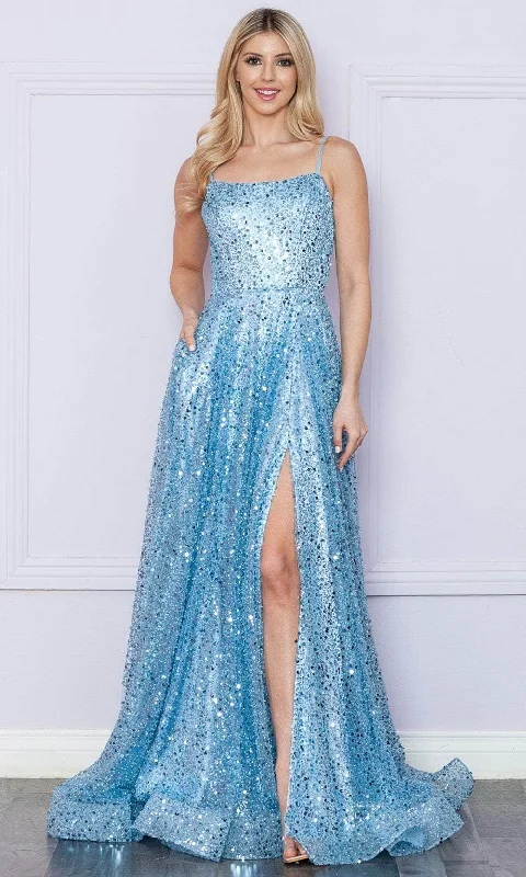 Special Price Poly USA 9290 - Sequined Scoop A-Line Prom Dress