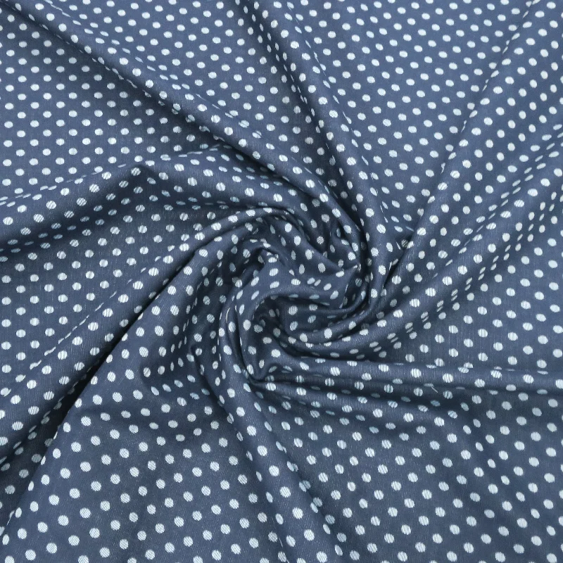 Final Markdown Blue Dotted 100% Fine Italian Cotton Denim Fabric