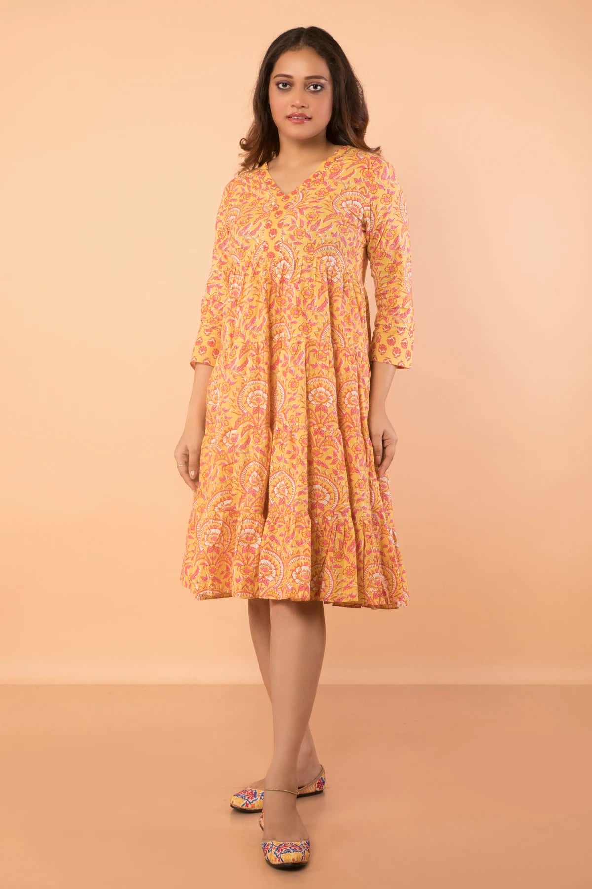 Anniversary Sale Pure Cotton Hand Block Printed Flared Dress