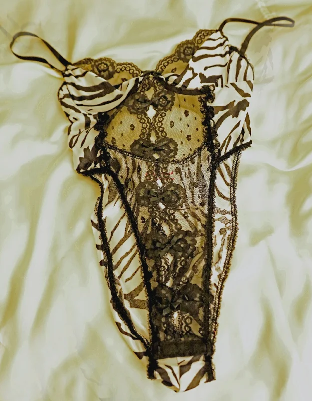 Exclusive Savings Lavish Black Lace and Zebra Print Teddy, Private Label Shirley of Hollywood Exclusive Savings Lavish Black Lace and Zebra Print Teddy, Private Label Shirley of Hollywood