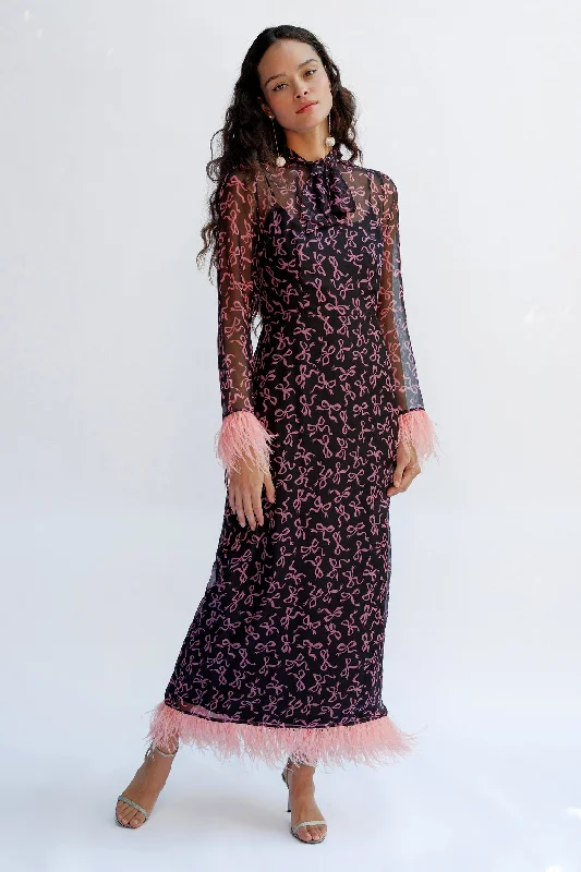 Instant Discount Elisa Bow Dress w. Feathers